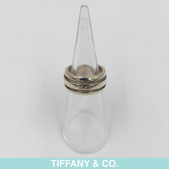 Auth Tiffany & Co. silver unisex groove band ring - Picture 1 of 9